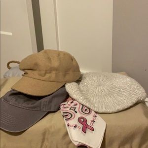 Free set of 3 hats Gray , Light gray color & Tan